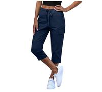 TWBFK Pantaloni Casual Donna Tinta Unita Lunghezza Tre Quarti Stile Lavoro Pantaloni Cargo Comodi Traspiranti Adatti Pantaloncino Vita Alta per Vita Quotidiana Uscite Tempo Libero Pratici