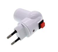 TWDRTDD Portalampada E27 con Interruttore Pulsante On/off, Adattatore Convertitore Base E27 to AC Power 220V E/U Plug, per Lampada da Parete, Lampada da Muro (Pack of 1)