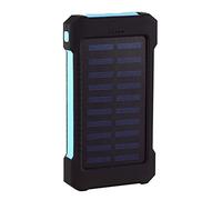 TWDYC Solar Power Bank 30000 mah, impermeabile, 2 porte USB, caricatore esterno, con torcia e bussola, adatto per smartphone, tablet, dispositivi USB (blu)