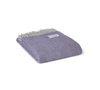 Tweedmill Lifestyle Herringbone 100% pura lana vergine coperta/plaid lavanda viola 150 x 183 cm Made in the UK