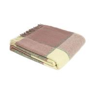 Tweedmill Textiles Coperta in 100% pura lana vergine, motivo a quadri, colore: antracite/rosa scuro, 150 x 180 cm