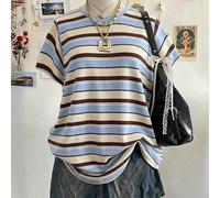 Tween Girls Tutina a maniche corte con motivo a righe digitali, casual e comoda per primavera/estate, outfit estivo versatile adatto per attività all'aperto, picnic, fotografia di strada, vacanze, reg
