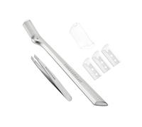 TWEEZERMAN Rasoio per sopracciglia con mini pinzetta inclinata (Mini Slant Tweezer & Brow Razor Set), argento