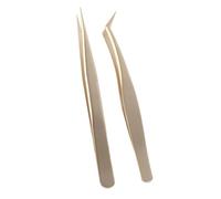 Tweezers Set, 2 Pieces Stainless Steel, Precise Volume and Individual False Lashes Tweezers, Easy to Use for Home and Salon