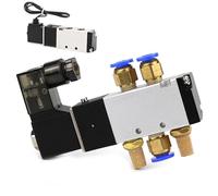 TWEFTPKD 4V110-06 1/8 Elettrovalvola pneumatica PNEUMAT VALV 5 Vie Porta 2 Posizioni Gas Pneumatico Elettrovalvole magnetiche DC12V 24V 110V 220V(LED w 12mm Fittings,AC 220V)