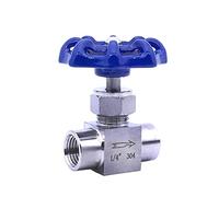 TWEFTPKD Valvola a Spillo in Acciaio Inossidabile 1/8 "1/4" 3/8 "1/2" valvola di Regolazione del Flusso valvola a Globo con Filettatura Femmina(G-Blue Handle,3/8 inch)