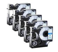 TWEJHX 12 mm d1 nero su nastro bianco 5/10pk etichetta adesiva standard compatibile con etichetta 200 450 per 45010 45013(5PK Blue on Clear)