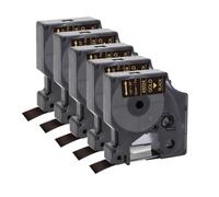 TWEJHX 5 10 20PK 12mm 45013 Compatibile con 45010 45018 45021 45024 Etichette per LabelManager 280 160 210D Etichettatrice Forniture per stampante per codice 45013(5PK Gold on Black)