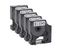 TWEJHX 5 10 20PK 12mm 45013 Compatibile con 45010 45018 45021 45024 Etichette per LabelManager 280 160 210D Etichettatrice Forniture per stampante per codice 45013(5PK Black on Silver)