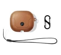 Twelve South AirSnap Gen 3 | Custodia protettiva in pelle con clip anti-perdita e tracolla opzionale per AirPods Gen 3, cognac