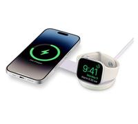 Twelve South Butterfly SE 2 in 1 Qi2 Caricabatterie da viaggio per iPhone, Airpods e Apple Watch Bianco