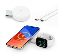 Twelve South Butterfly SE - Caricatore da viaggio wireless pieghevole 2 in 1, bianco/grigio