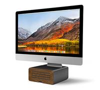 Twelve South HiRise Pro - Supporto regolabile in altezza per iMac/display/monitor, con vano portaoggetti, frontale reversibile + inserto in pelle