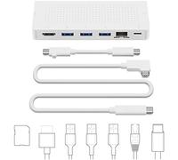 Twelve South StayGo Hub USB-C per MacBook di tipo C, iMac M1, laptop e iPad Pro con cavo desktop da 1 metro incluso + cavo da viaggio riponibile per casa, ufficio e viaggi (bianco)