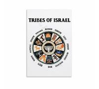 Twelve Tribes of Israel Chart Poster Biblical History Genealogy Canvas Wall Art for Study Library Church Classroom Decor(Framed,16x24inch(40x60cm))