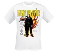Twenty One Pilots On Fire Uomo T-Shirt Bianco 100% Cotone Regular