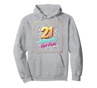 Twenty-One & Ready for Fun: Regalo per Il 21° Compleanno Felpa con Cappuccio, Unisex per Adulti, Grigio Melange, XL