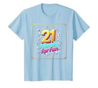 Twenty-One & Ready for Fun: Regalo per Il 21° Compleanno Maglietta, Bambini, Celeste, 8 Anni