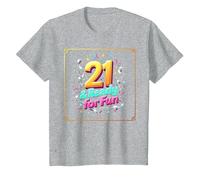 Twenty-One & Ready for Fun: Regalo per Il 21° Compleanno Maglietta, Bambini, Grigio Melange, 4 Anni