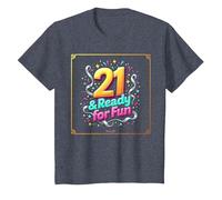 Twenty-One & Ready for Fun: Regalo per Il 21° Compleanno Maglietta, Bambini, Pervinca, 8 Anni