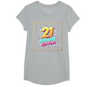 Twenty-One & Ready for Fun: Regalo per Il 21° Compleanno Maglietta, Ragazze, Grigio Melange, L