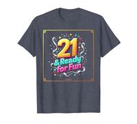 Twenty-One & Ready for Fun: Regalo per Il 21° Compleanno Maglietta, Uomo, Pervinca, 5XL