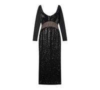 Twentyfourhaitch - Abito lungo in tulle e tessuto tecnico full strass Trasparenze Girocollo - - Dresses - Donna - Nero - L
