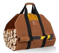 TwentyNext Borsa per legna da ardere in tela cerata con manici, resistente, per legna da ardere, caminetto, stufa a legna, accessori per campeggio, barbecue, interni ed esterni
