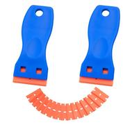 Tweozhui 2 pcs Raschietti in plastica con 100 Lame in raschietto in plastica, raschietto vetro, Raschietto Plastica Dura per Rimozione Adesivo, Colla Vinile, Residui di Colla - per Cucine, Auto, Blu