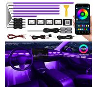 TWETIZ - Striscia LED in acrilico per interni auto con app wireless, RGB 10 in 1, kit di illuminazione in fibra ottica, circa 4,5 m, 593 LED, 16 milioni di colori, con funzione musicale