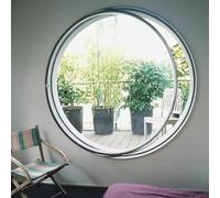 TWHZSAI Finestra a bilico Rotonda, Finestra a Battente Girevole in Vetro temperato con Maniglia, per Bagno, Soggiorno, Cucina, Decorazione per la casa, Nero, 3,60 cm/23,6 Pollici