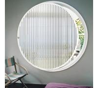 TWHZSAI Finestra a bilico Rotonda, Finestra a Battente Girevole in Vetro temperato con Maniglia, per Bagno, Soggiorno, Cucina, Decorazione per la casa, Bianco 1,35 cm/13,7 Pollici