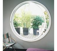 TWHZSAI Finestra a bilico Rotonda, Finestra a Battente Girevole in Vetro temperato con Maniglia, per Bagno, Soggiorno, Cucina, Decorazione per la casa, Bianco 3,60 cm/23,6 Pollici