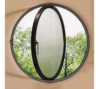 TWHZSAI Finestra a oblò Rotonda a Filo, Finestra a oblò Girevole a 360° con Maniglie, finestre in Vetro temperato Ventilate girevoli per Bagno e Cucina, Nero 1,30 cm/11,8 Pollici