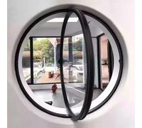 TWHZSAI Finestra Rotonda Girevole in Lega di Alluminio, Finestra a oblò in Vetro temperato con Maniglia, Finestra a Battente per Cucina e Arredamento per la casa, Nero, 3,50 cm/19,6 Pollici