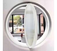 TWHZSAI Finestra Rotonda Girevole in Lega di Alluminio, Finestra a oblò in Vetro temperato con Maniglia, Finestra a Battente per Cucina e casa, Bianco, 1,65 cm/25,5 Pollici