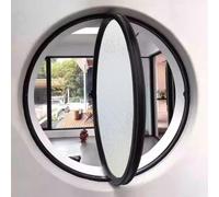 TWHZSAI Finestra Rotonda Girevole in Lega di Alluminio, Finestra a oblò in Vetro temperato con Maniglia, Finestra a Battente per Cucina e casa, Nero, 2,30 cm/11,8 Pollici