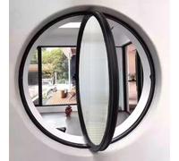 TWHZSAI Finestra Rotonda Girevole in Lega di Alluminio, Finestra a oblò in Vetro temperato con Maniglia, Finestra a Battente per Cucina e casa, Nero, 1,50 cm/19,6 Pollici