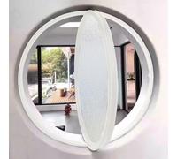 TWHZSAI Finestra Rotonda Girevole in Lega di Alluminio, Finestra a oblò in Vetro temperato con Maniglia, Finestra a Battente per Cucina e Arredamento per la casa, Bianco 2,50 cm/19,6 Pollici