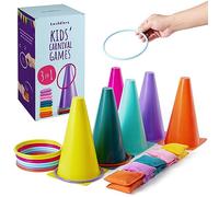 TWIDDLERS Gioco 3 in 1 per esterno - Anello Toss Giocattoli con Soft Traffic Cono set, Bean Bag Lancio Giochi - per bambini e adulti. Ideale per compleanni, feste in giardino, Sportivi all'aperto