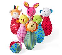 Twiddlers - Incantevole Set di 6 Birilli di Peluche con Simpatici Animali e Pallina Colorata, Dimensioni 19x6cm - Perfetti per Divertire i Bambini