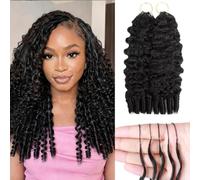 Twigoal Capelli umani all'uncinetto con piume per donne nere - 100% capelli ricci birmani vergini all'uncinetto pre-loop con nodi invisibili, nessun groviglio nessun spargimento, installazione rapida
