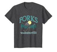 Twilight Forks Washington Maglietta, Bambini, Grigio Scuro, 6 Anni