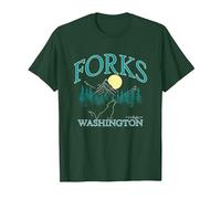 Twilight Forks Washington Movie Maglietta, Uomo, Verde Foresta, L