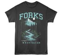 Twilight - Forks Washington - T-Shirt A Maniche Corte Unisex Solido - Smoke