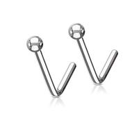 TWILIGHT LONDON Confezione da 2 piercing da naso a L in titanio di grado impianto, design classico a sfera da 2 mm, ipoallergenici, sicuri per piercing recente, perfetti per uomini e donne
