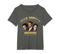 Twilight Team Edward Forever Portrait Collage Vampire Movie Maglietta, Donna Plus-Size, Asfalto, 6X