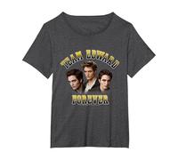Twilight Team Edward Forever Portrait Collage Vampire Movie Maglietta, Donna Plus-Size, Grigio Scuro, 1X