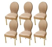 Twill Fodere Coprisedie Cucina con Schienale Tondo 4/2 Pezzi, Elasticizzato Coprisedia Ufficio Senza Braccioli, Coperture per Sedie da Cucina, Fodere per Sedie da Sala da Pranzo(Light Brown,6pcs M)