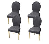 Twill Fodere Coprisedie Cucina con Schienale Tondo 4/2 Pezzi, Elasticizzato Coprisedia Ufficio Senza Braccioli, Coperture per Sedie da Cucina, Fodere per Sedie da Sala da Pranzo(Dark Gray,4pcs L)